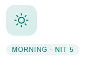 Screenshot 2026-06-06 113319 - KDC Sun icon in a rounded teal square, paired with a badge reading 'MORNING · NIT 5'.