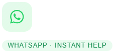 Screenshot 2026-06-06 120159 - KDC WhatsApp chat icon in a mint-green rounded square with a pale green badge reading 'WHATSAPP · INSTANT HELP'